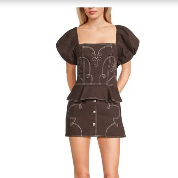 NWT GB Denim Western Coordinating Set in Brown - Picture 1 of 7